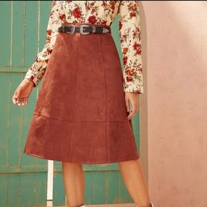 Faux Suede Midi Skirt